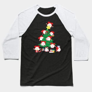 Christmas Tree with Bunny Elves Baseball T-Shirt